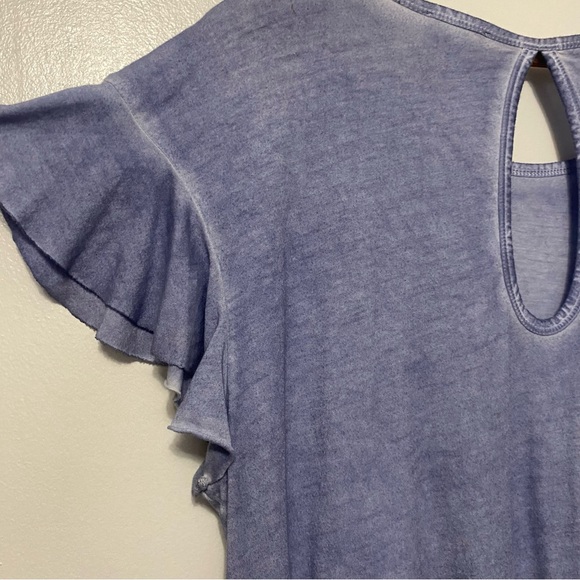 Susina Womens XL Top Asymmetrical Ruffle Keyhole Flutter Coastal Whimsical Flowy - Picture 4 of 10